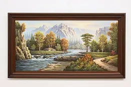 Autumn Valley Vintage Original Oil Painting, Ho 54.5" #50937