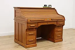 Victorian Antique Oak S Curve Roll Top Office Desk Midland #51246