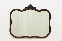 French Design Antique Mahogany Wall Mirror, Shell Crest #51347
