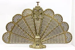 Victorian Design Vintage Brass Fireplace Peacock Fan Screen #50765