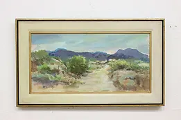 Desert Village Vintage Original Oil Painting, Signed 37" #50309