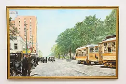Street Trolleys Vintage Original Oil Painting, Robinson 67" #51487