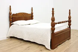 Art Deco Vintage Walnut & Mahogany Full Size Bed #50454