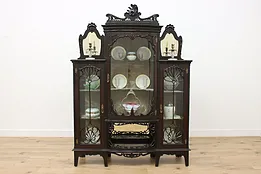 English Antique Ebonized Curio or China Display, Bar Cabinet #51603