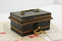 Painted Antique Salvage Tin Cash, Jewelry or Keepsake Box #50816