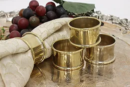 Set of 4 Vintage Silver on Brass Napkin Rings, India #46004