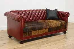 Chesterfield Tufted Leather & Cowhide Vintage Sofa, Esser #46132