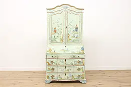 Georgian Vintage Hand Painted Secretary Desk Bookcase #51103