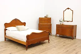 French Design Vintage 4 Pc Bedroom Set, Full Size Bed, Finch #51695