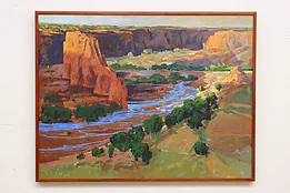 Canyon Sunrise Vintage Original Oil Painting Davis 53.5" #51751