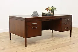 Midcentury Modern Vintage Walnut Executive Office Desk #51681