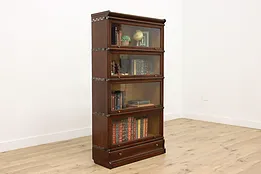 Arts & Crafts Antique Oak 4 Stack Lawyer Bookcase, Macey #51598