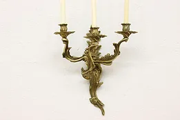 Baroque Design Vintage Brass Candle Sconce, Glo-Mar #46395