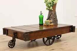 Farmhouse Antique Industrial Railroad Cart Coffee Table #51696