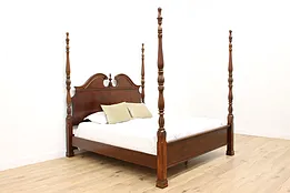 Georgian Design Carved Mahogany King Size Poster Bed #51668