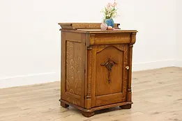 Victorian Antique Oak Nightstand, Side, End or Hall Cabinet #51638