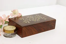 Rosewood & Brass Inlay Vintage Jewelry or Keepsake Box #51871