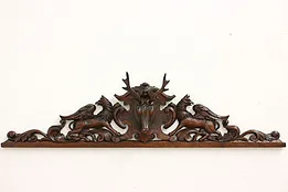 Black Forest Antique Architectural Salvage Oak Stag Crest #51678