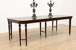 Georgian Design Vintage Carved Walnut Dining Table, 3 Leaves #51781