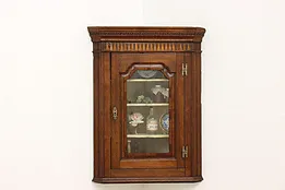 Georgian Antique Oak China Display Wall Corner Cabinet #51637