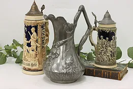 Art Nouveau Antique German Pewter Pitcher or Vase Kayserzinn #51280