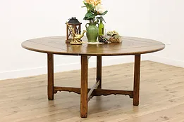 Country French 1700s  Parquet Top Dining Table, Drop Leaves #51106