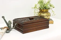 Italian Antique Carved Walnut Jewelry or Keepsake Box #51826