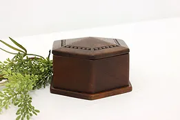 Hexagon Shape Vintage Carved Mahogany Jewelry Box #51991