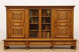 German Renaissance Vintage China Bookcase Secret Compartment #51664