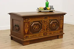 Marquetry Antique 1828 Dowry Trunk or Blanket Chest  #51746