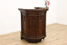 Gothic Design Antique Carved Oak Pulpit, Lectern, or Podium #51821