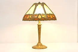 Stained Glass Shade Antique Office or Library Desk Lamp #51621