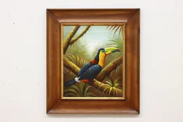 Toucan Bird Vintage Original Oil Painting Gameron 35.5" #50147