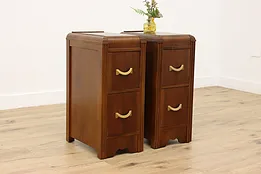 Pair Vintage Art Deco Waterfall Nightstands End Side Tables #51707