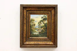 Tropical River Vintage Original Oil Painting, Bauer 30" #50149