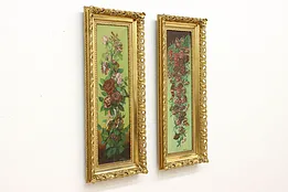 Pair of Victorian Antique Original Oil Paintings, Signed 49" #51292