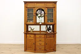 Traditional Antique Oak Backbar Sideboard or Display Cabinet #51582