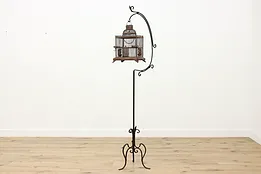 Victorian Antique Birdcage & Wrought Iron Stand #51807