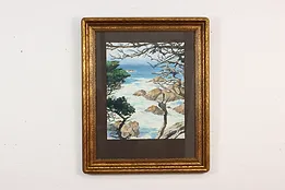 Rocky Coastline Vintage Original Watercolor, Phillips 34" #50141