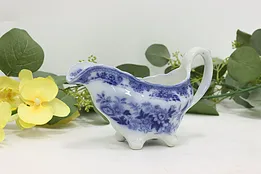 Victorian Antique Flow Blue Porcelain Gravy Boat, Mason #48965