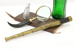 Nautical Antique Brass & Leather Telescope or Ship Spyglass #52098