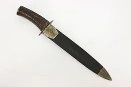 Farmhouse Vintage Knife & Leather Sheath, Antler Handle #52103