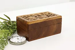 Indian Vintage Rosewood Jewelry Box, Hand Carved #52166