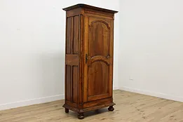 French Antique 1780s Carved Walnut Armoire Wardrobe Closet #51923