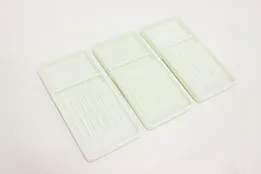 Set of 3 Antique Milk Glass Dental Trays, American Cabinet #51985