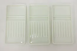 Set of 3 Antique Milk Glass Dental Trays, American Cabinet #51986