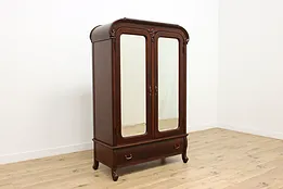 Empire Design Antique Mahogany Armoire, Mirrors, Widdicomb #51921