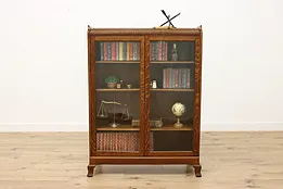 Victorian Antique Oak Library Bookcase or Display Cabinet #51602