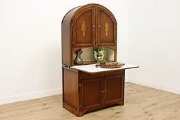 Art Deco Vintage Oak Kitchen Hoosier Cabinet Pantry Cupboard #51774