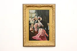 Gilded Age Ball Party Vintage Original Oil Painting 49.5" #51895